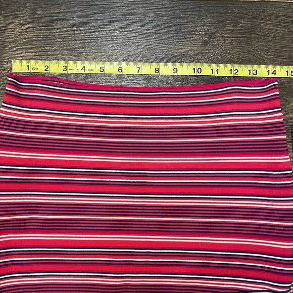 Striped Mini Skirt Red White Blue Bodycon Casual Party‎ BCBG BCBGMazazria Large - Picture 2 of 7